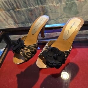 Madden Girl Leopard Print Heels with Black Floral Accent